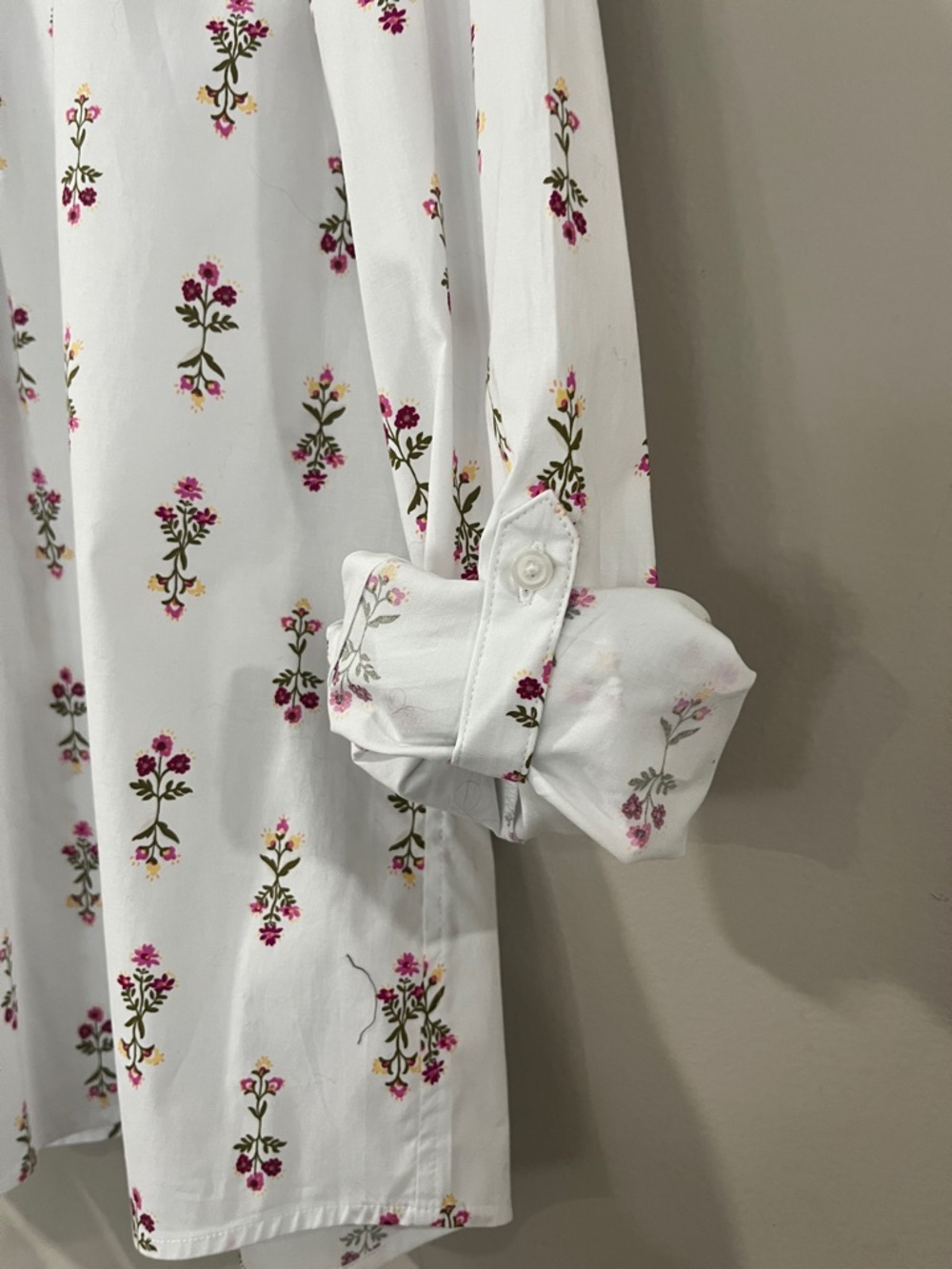 croft & barrow White Button Shirt with Pink and Green Floral Print - Picture 10 of 10